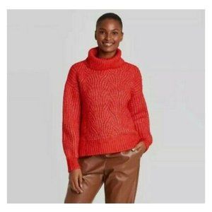 Women's Turtleneck Cable Stitch Pullover Sweater Size S Small